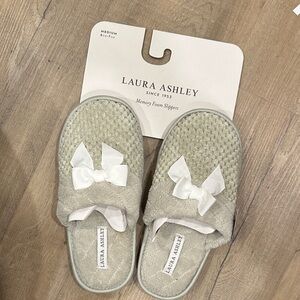 Laura Ashley Cream Slippers with White Bows